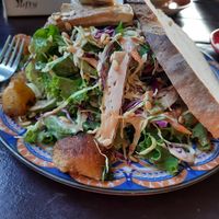 Tofu salad (with a slice of sourdough because the bread is lush and I hadn't realised how huge the salad is!) at Vegan Way in Pokhara