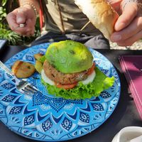 Veggie burger (not vegan - this was my partners) at Vegan Way in Pokhara