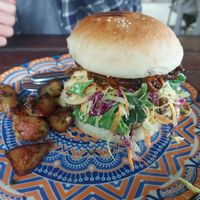 BBQ mushroom and coleslaw at Vegan Way in Pokhara