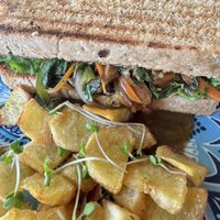 Seitan “burger"  at Vegan Way in Pokhara