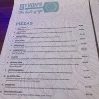 Menu part 1 at Byron's in Port Erin