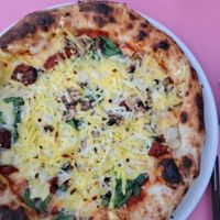 Vegetariana with vegan cheese at Byron's in Port Erin