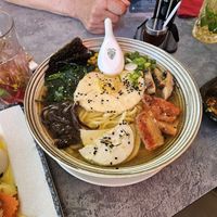 Ramen with vegan egg, corn, different mushrooms and more. at My Hao in Nuremberg