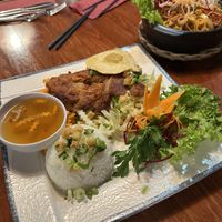 Vegan duck with vegan egg and rice  at My Hao in Nuremberg