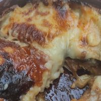 Mushroom moussaka (with an inside view) at The Rouga in Thessaloniki