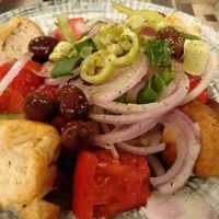 Greek salad (without feta cheese) at The Rouga in Thessaloniki