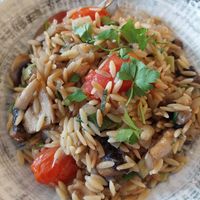 orzo pasta with vegetables at The Rouga in Thessaloniki