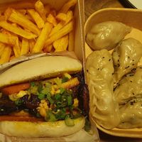 Vegan burger and momos at Himalaya Burger in Zurich