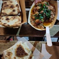 Bulgur balls and gözleme with vegan cheese 😍 (you can't see it on the picture, but we had wine in a espresso cup as well 👌 at Magic Kitchen in Athens