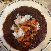 Vegan black beans and rice at Gumbo Shop in New Orleans