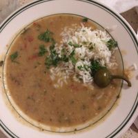 White bean and rice gumbo. Yum! at Gumbo Shop in New Orleans