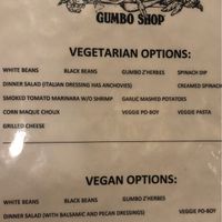 Ask for the veggie menu!  at Gumbo Shop in New Orleans
