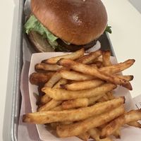 Avocado truffle burger and friess  at RawASF in Fremont