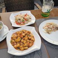 Thai green curry (left) and Hot and sour tofu (bottom) at Enjoy Asian Restaurant in Lanzarote