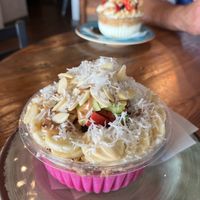 Build a bowl
ft pitaya base, bananas, kiwis, strawberries, coconut flakes, peanut butter, almond flakes, & vegan granola  at Grain & Berry - USF in Tampa