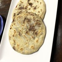 Garlic pupuso with beans and no cheese  at Pupusas 503 in Charlotte
