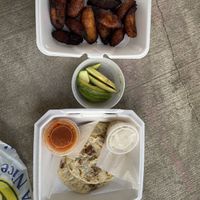 2 vegan pupusas, maduros, and avocado   at Pupusas 503 in Charlotte