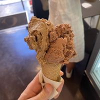 Chocolate hazelnut and almond coffee gelato  at Grezzo Raw Chocolate in Rome