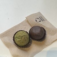 Matcha and ginger truffles  at Grezzo Raw Chocolate in Rome