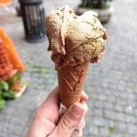 Pistachio and Almond-Coffee ice cream at Grezzo Raw Chocolate in Rome