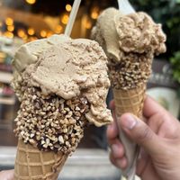 Gianduia and pistachio   at Grezzo Raw Chocolate in Rome