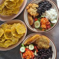 Vegan casado and Patacones at Vista Verde Lodge in Monteverde