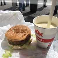 vegan burger and milkshake  at MAX in Gothenburg