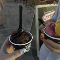 Chocolate gelato vegan  at DaVinci Gelato in Mykonos
