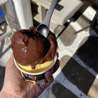 Dark chocolate and Passionfruit flavor  at DaVinci Gelato in Mykonos