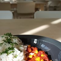 Chilli cin carne, with rice.  A menu (2450.-) was way enough as a lunch.  Great to have a healthy , plant based place with such a good menü. Keep up the good work at The Planteen in Budapest