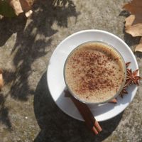 A home made chai latte, no additives just pure spices, sweet (no sugar added) and warm, with oat milk (no dairy used at all).  The staff is super friendly and helpful, love it at The Planteen in Budapest