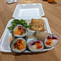 Bento box and additional sushi roll at Little Bento Box in Worcester