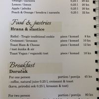 Price List at Tinel Speciality Coffee Shop in Trogir