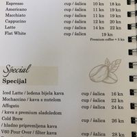 Price List  at Tinel Speciality Coffee Shop in Trogir
