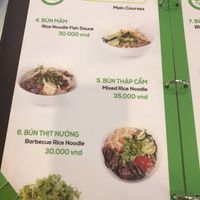 Menu at Ngoc Chi in Da Nang
