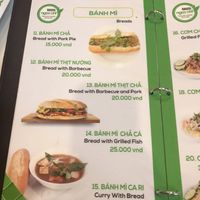 Menu at Ngoc Chi in Da Nang