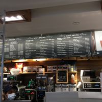 Coffee and tea listing at Cafe Aroma in New York City