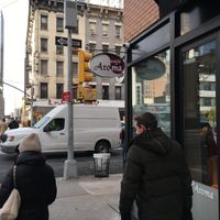 Outside sign at Cafe Aroma in New York City