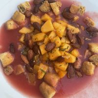 Panzella with watermelon, melon and almonds  at Les Bacchanales in Nancy