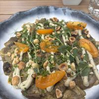 Voorgerecht: aubergine carpaccio  at Les Bacchanales in Nancy