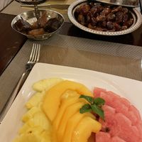 Dessert, dates and fruit platter  at Bait Al Luban in Muscat