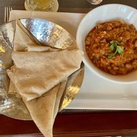 Baqel with Omani bread  at Bait Al Luban in Muscat