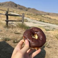 Vegan chocolate iced raised ring  at Glaze in East Wenatchee