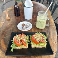 Avocado toast, date balls, and matcha latte   at ONO in Puerto Vallarta
