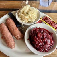 Vegan Sausage, Kraut, & Beer!  at The Auslander in Fredericksburg