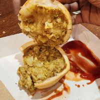 Indian Vegie Curry Pie (vegan by default) at Beechworth Bakery in Healesville