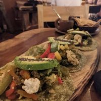 Vegetarian tacos made vegan (by removing cream and cheese) at La Olita - temporarily closed in Brisas De Zicatela
