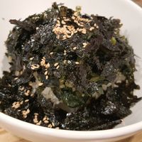 Rice with radish greens and sea laver 시래기주먹밥 #Veganuary at Cow Tteokbokki  in Seoul