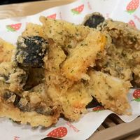 deep-fried pumpkin, mushrooms and sweet potato #Veganuary at Cow Tteokbokki  in Seoul