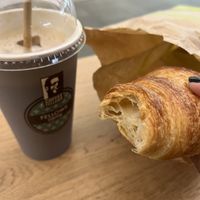 oatmilk iced cappuccino + vegan croissant  at Coffee Fellows in Eindhoven